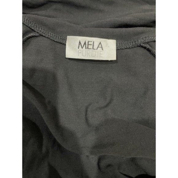 Mela Purdie Black Top Draped Scarf Overlay Size 10 Button Down - Picture 8 of 9